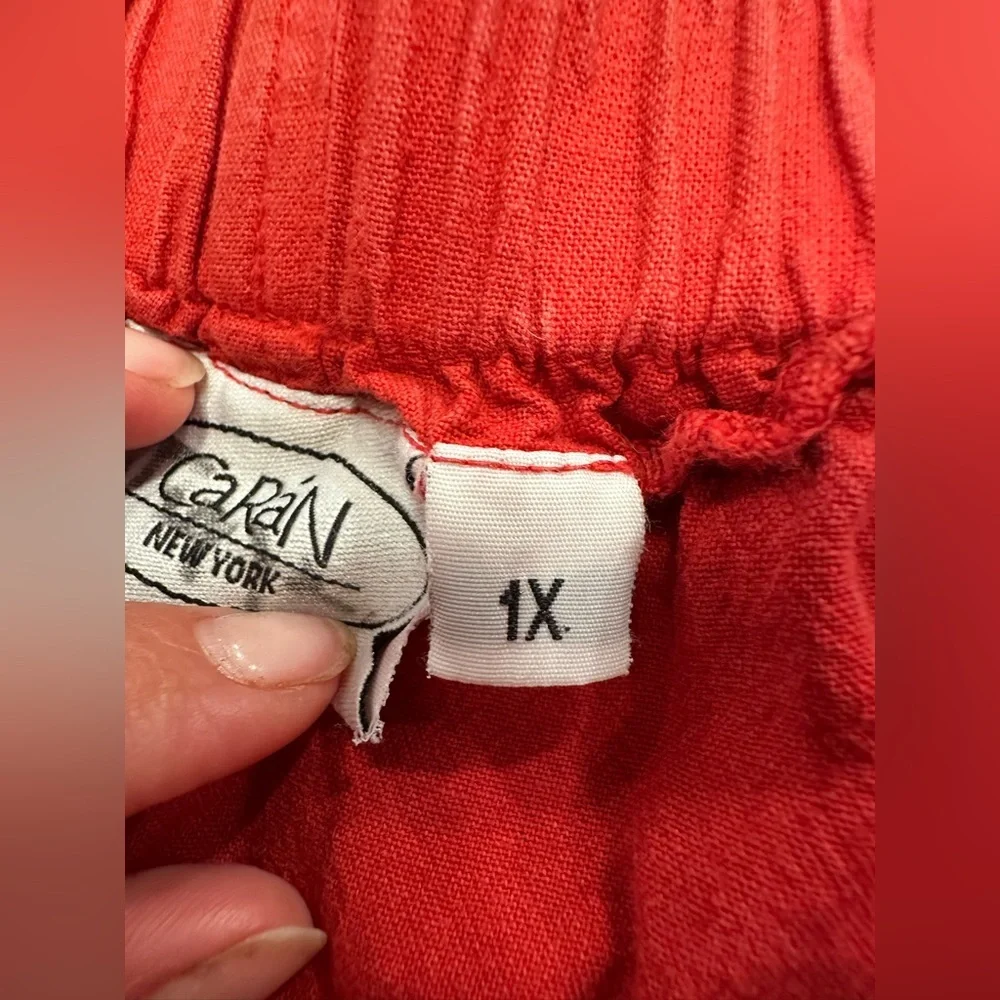 CaRáN New York Red Cotton Cargo Pants Plus Size 1X Coastal Boho Minimalist